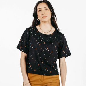 Chic Black Women's Tee with Colorful Accents